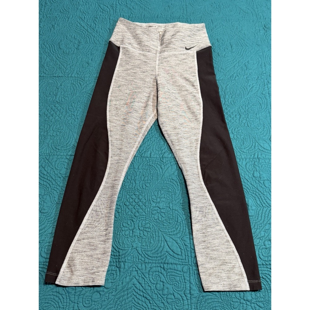 Nike | Womens Power Crop Dri-Fit Compression Leggings | Gray Black Heather | M